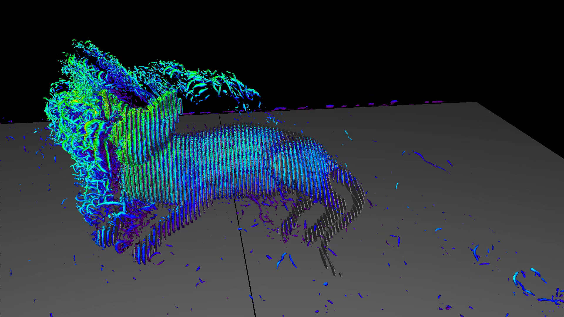 FluidX3D near-streamwise velocity rendering at 112.5 degrees