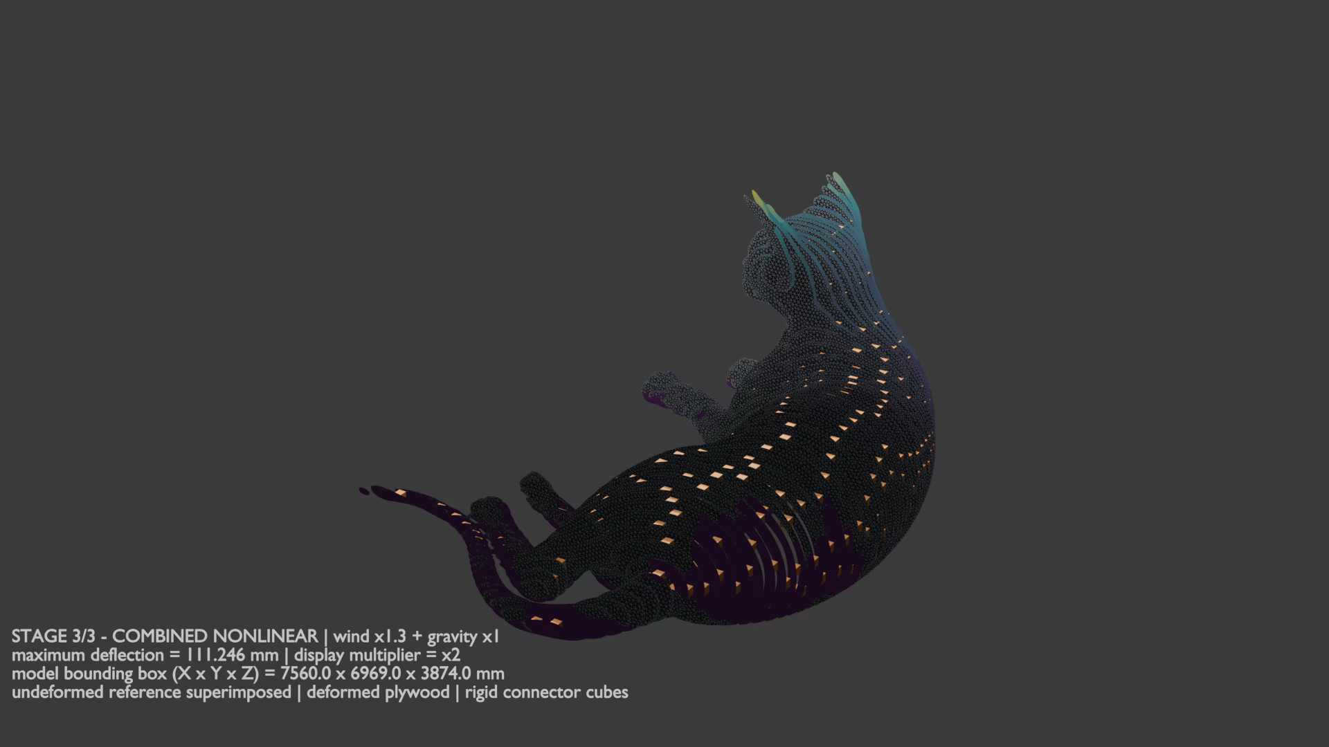 Current initial and deformed geometry; print alternative to the interactive video