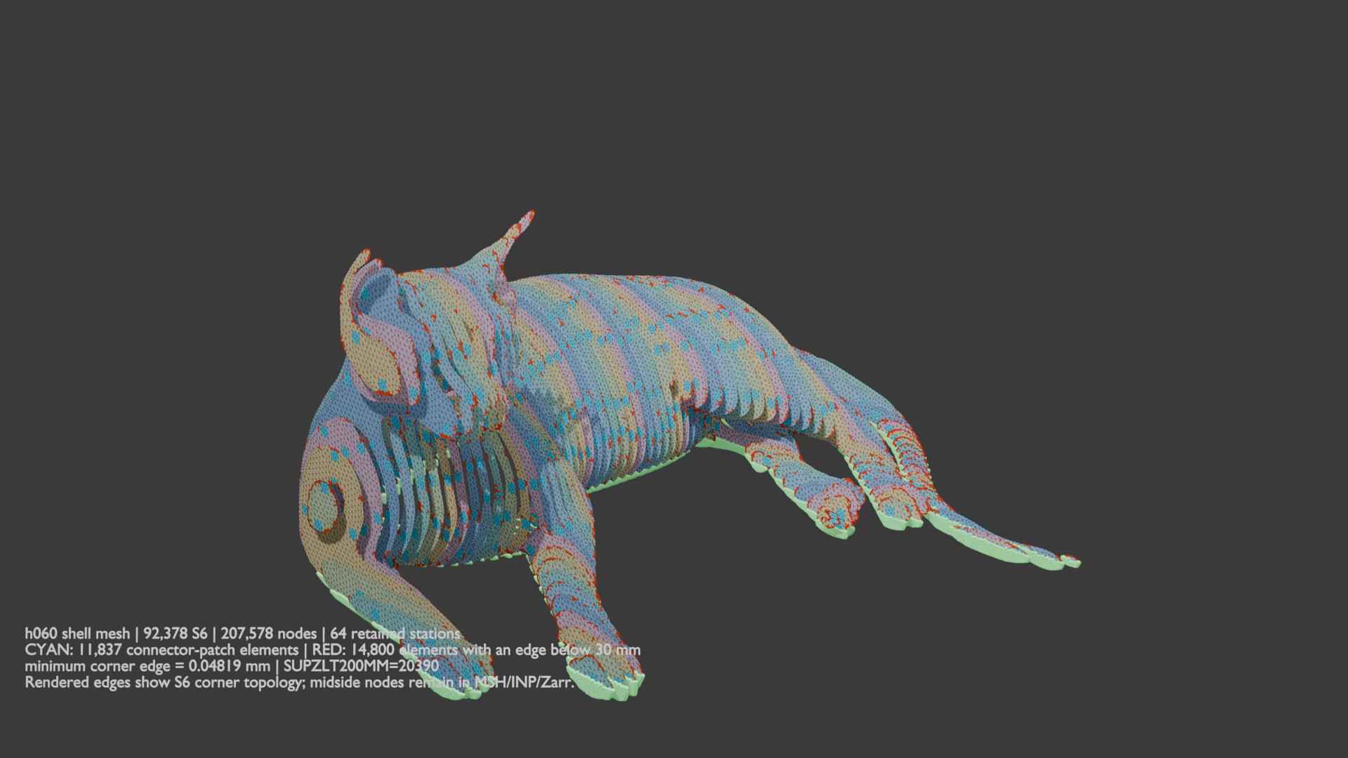 Blender rendering of the retained fine quadratic shell mesh